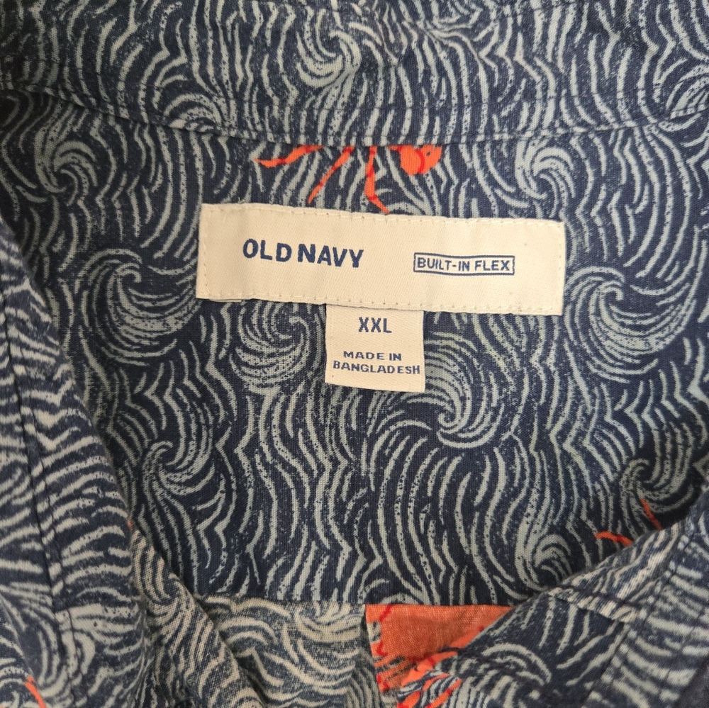 Blue and Red Crab Print Shirt XXL Old Navy - Picture 3 of 3